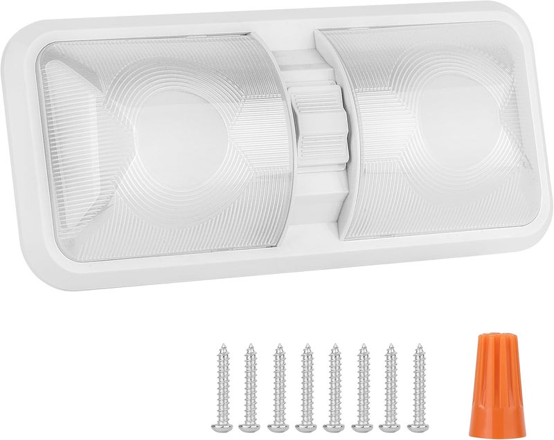 RVZONE RV Interior Natural White 12V LED Ceiling Double Dome Light Fixture 1100 LM Frosted RV Interior Lighting for Bedroom, Living Room (4500K) - Image 1